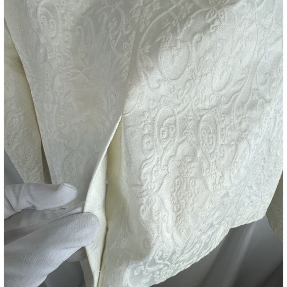 LOFT Ann Taylor White Jacquard Shawl Collar Blazer Jacket 8 Cocktail Party 65-36 - Picture 14 of 16